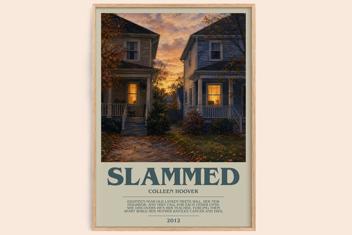 Slammed bookish book poster by Colleen Hoover – framed literary art print