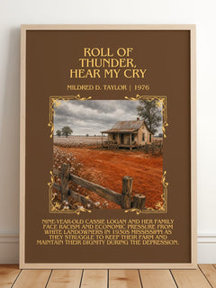 Roll of Thunder, Hear My Cry Minimalist Book Poster by M. Taylor – framed print leaning on a wooden floor