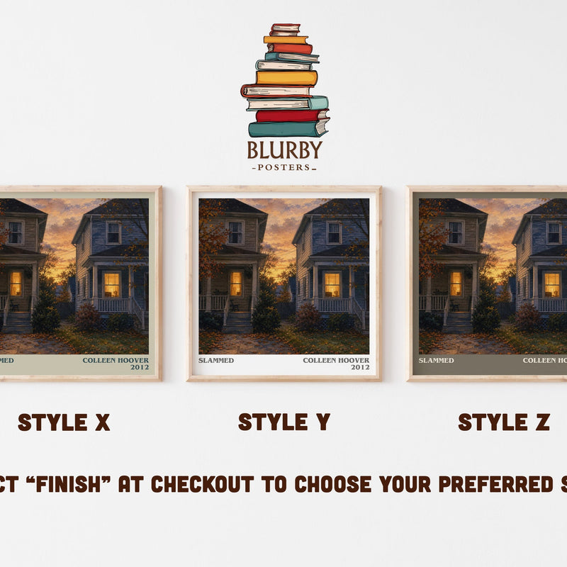 Slammed literary print in frame leaning in hallway – contemporary fiction wall art