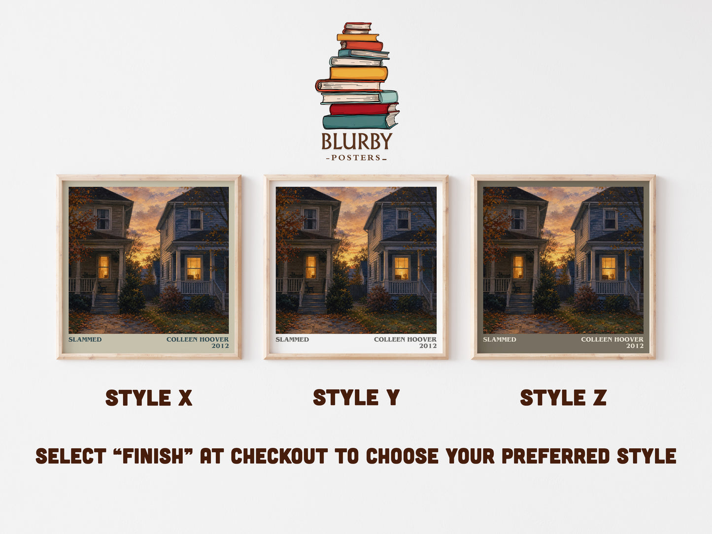 Slammed literary print in frame leaning in hallway – contemporary fiction wall art