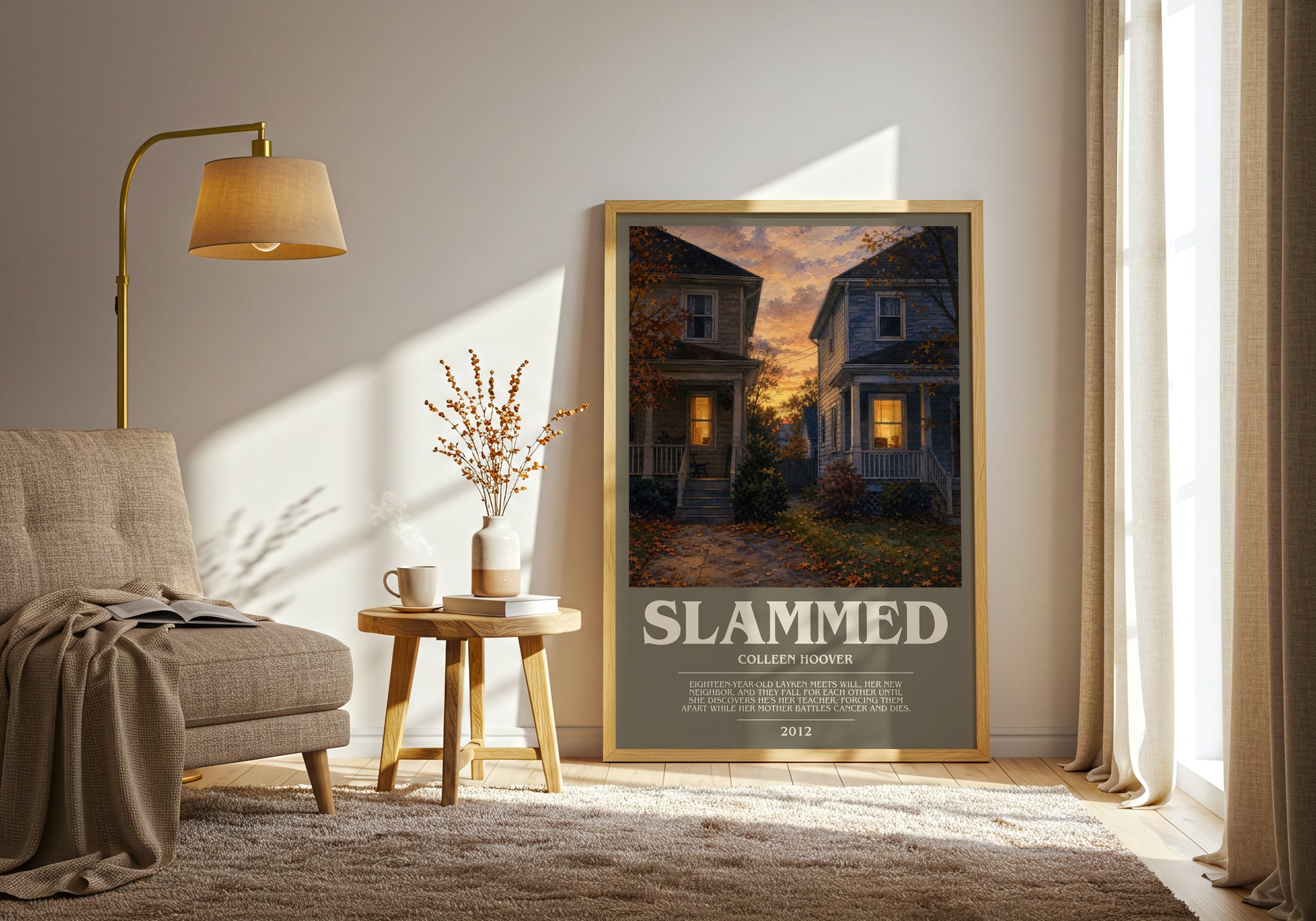 Slammed bookish print on bookshelf – Colleen Hoover fan gift