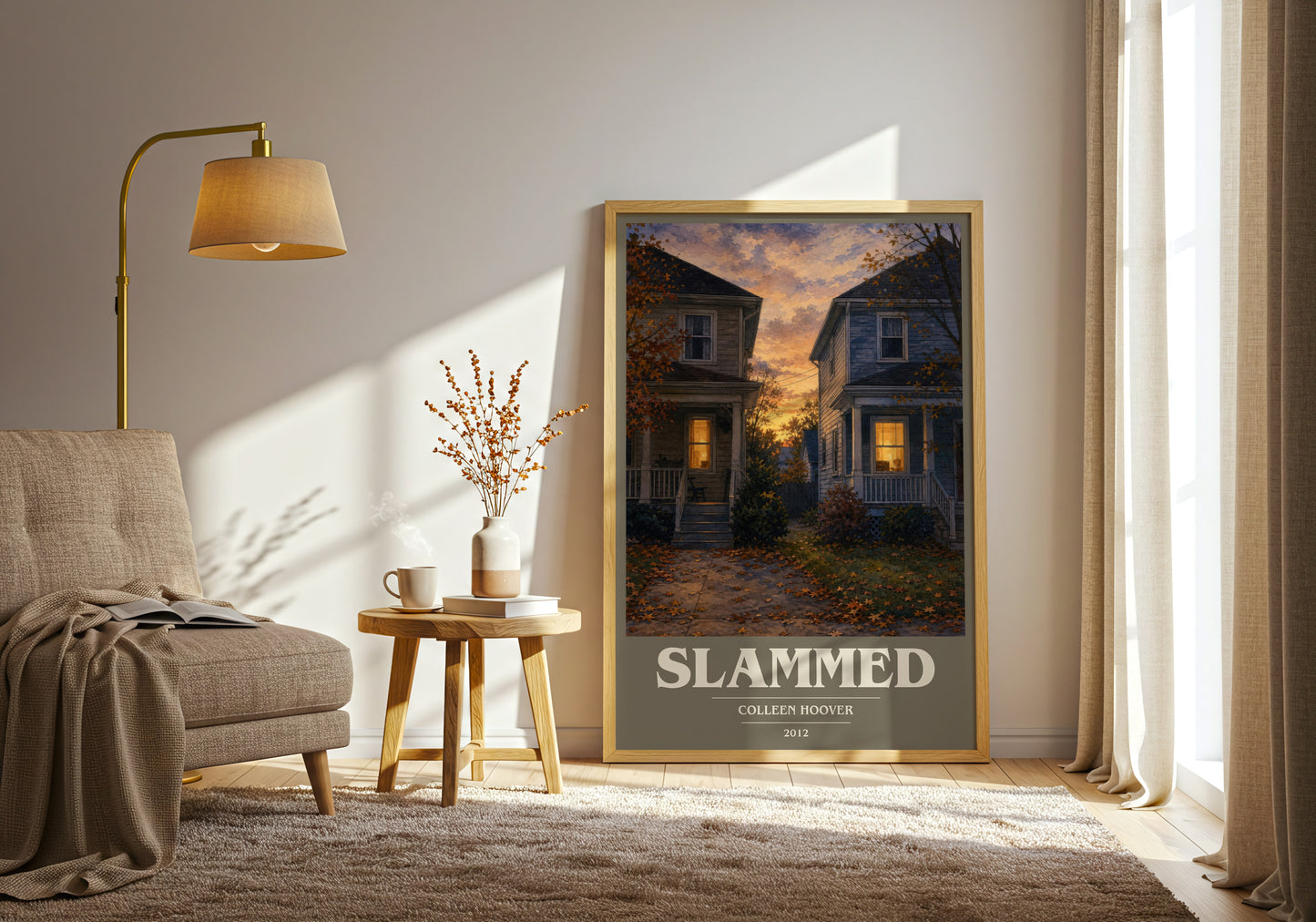 Slammed book cover print on bookshelf – Colleen Hoover fan gift