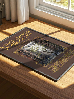 A Tree Grows in Brooklyn Minimalist Book Poster by Betty Smith – print on a sunlit desk