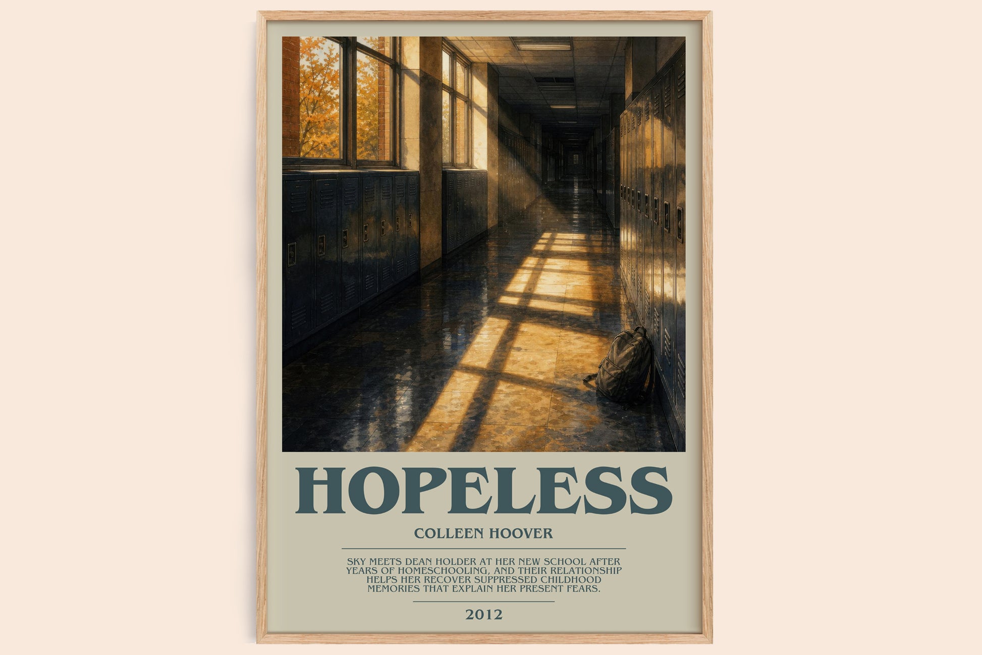 Hopeless bookish book poster by Colleen Hoover – framed literary art print