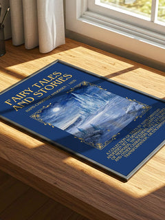 Fairy Tales and Stories Minimalist Book Poster by H. Andersen – print on a sunlit desk