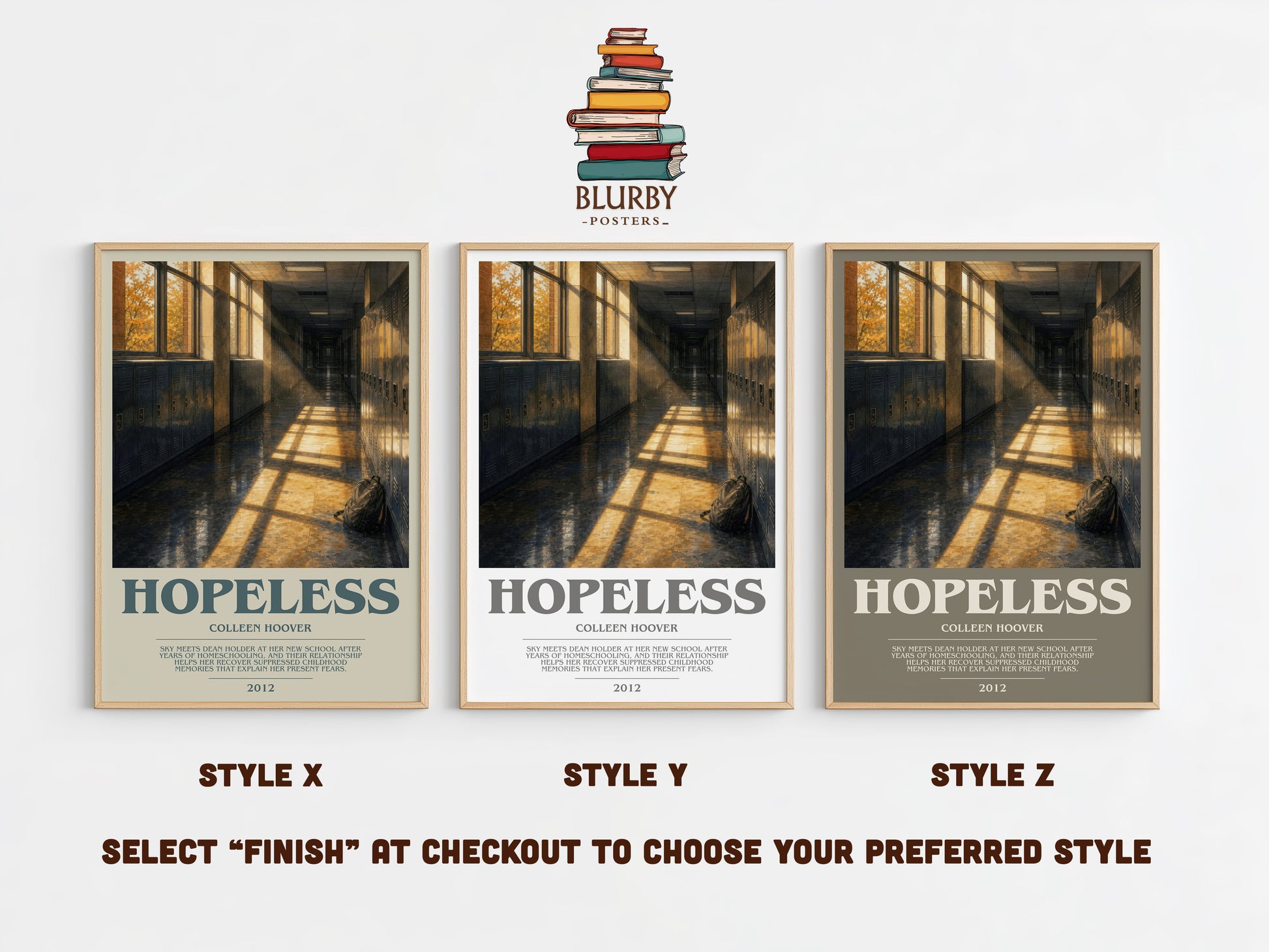Hopeless bookish print in frame leaning in hallway – romance wall art