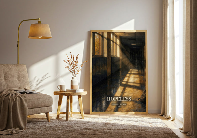 Hopeless watercolour print in frame leaning in hallway – romance wall art