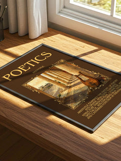 Poetics Minimalist Book Poster by Aristotle – print on a sunlit desk