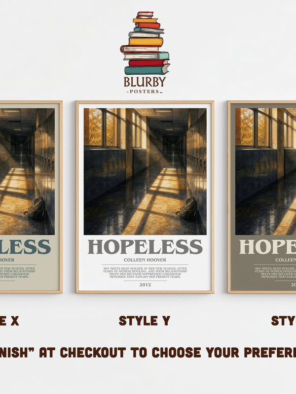 Hopeless bookish print in frame leaning in hallway – romance wall art