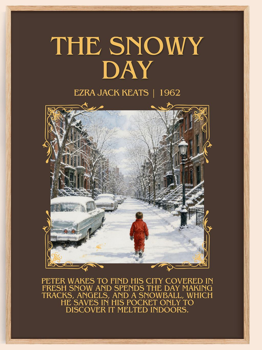 The Snowy Day Minimalist Book Poster by Ezra Jack Keats – book poster