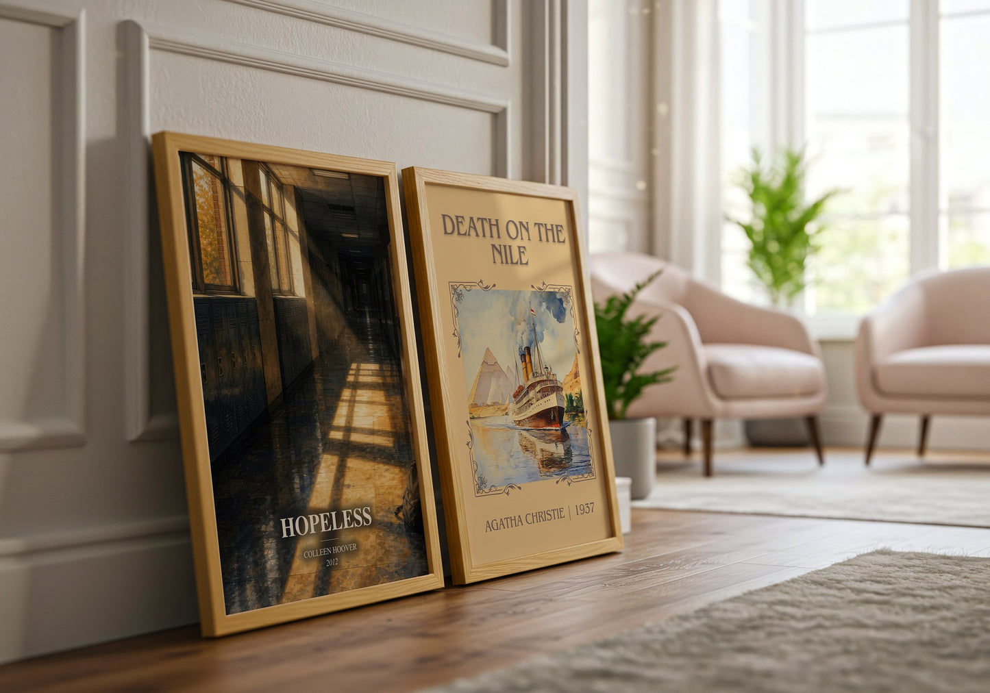 Hopeless watercolour print framed by window – literary home decor
