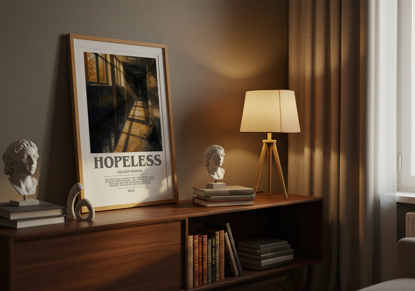 Hopeless bookish book poster framed on wall – romance wall art