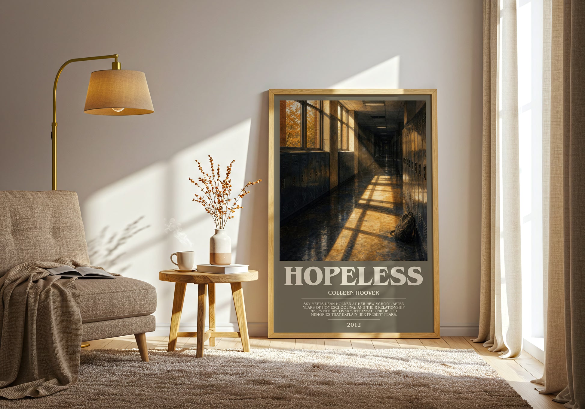 Hopeless bookish print on bookshelf – Colleen Hoover fan gift