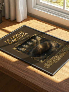 Le Morte d'Arthur Minimalist Book Poster by Thomas Malory – print on a sunlit desk