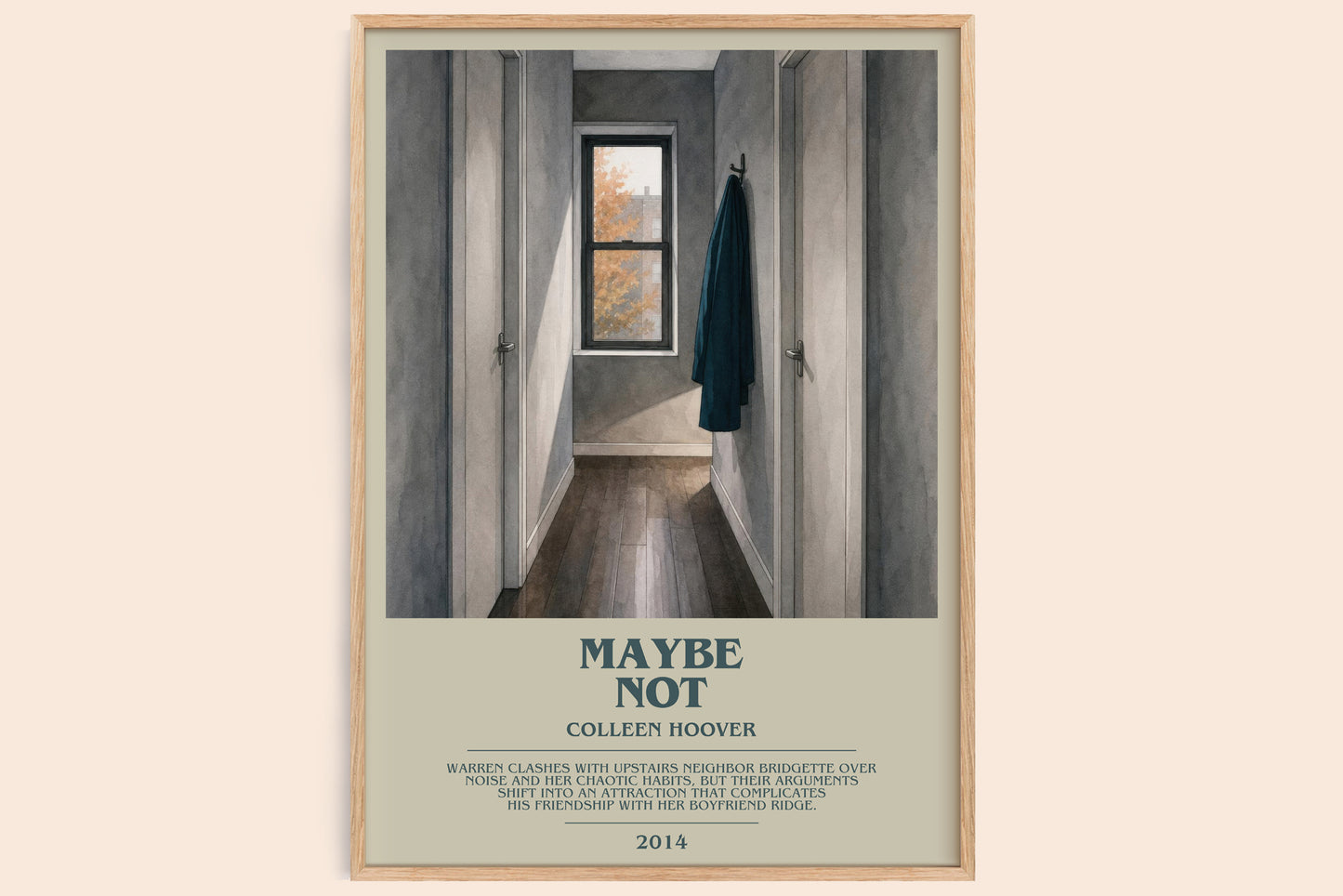 Maybe Not bookish book poster by Colleen Hoover – framed literary art print