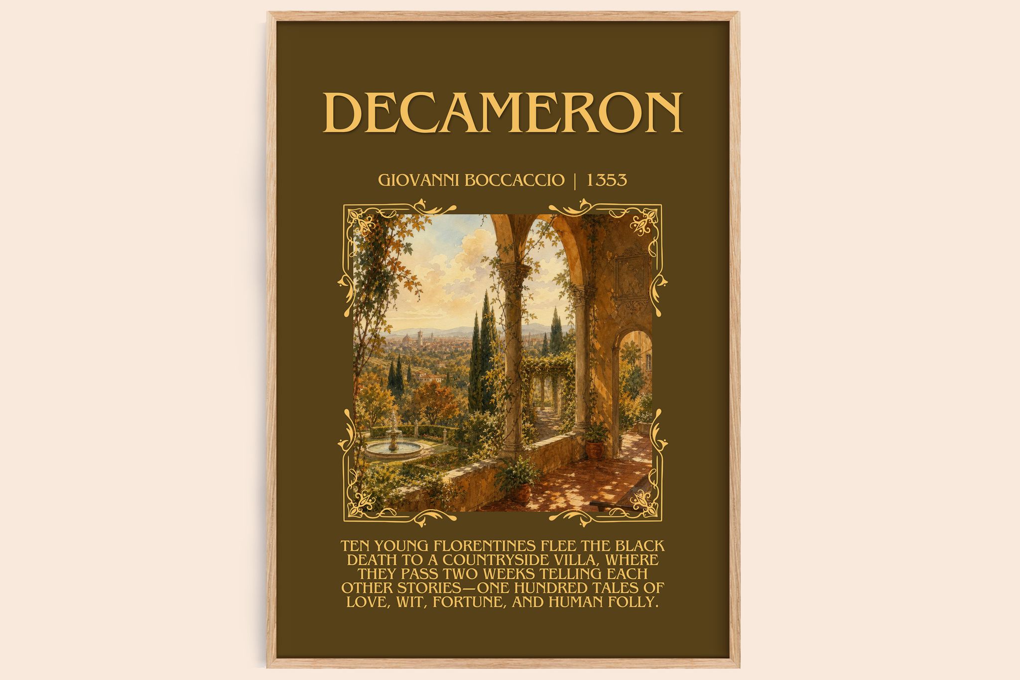 Decameron Minimalist Book Poster by Giovanni Boccaccio