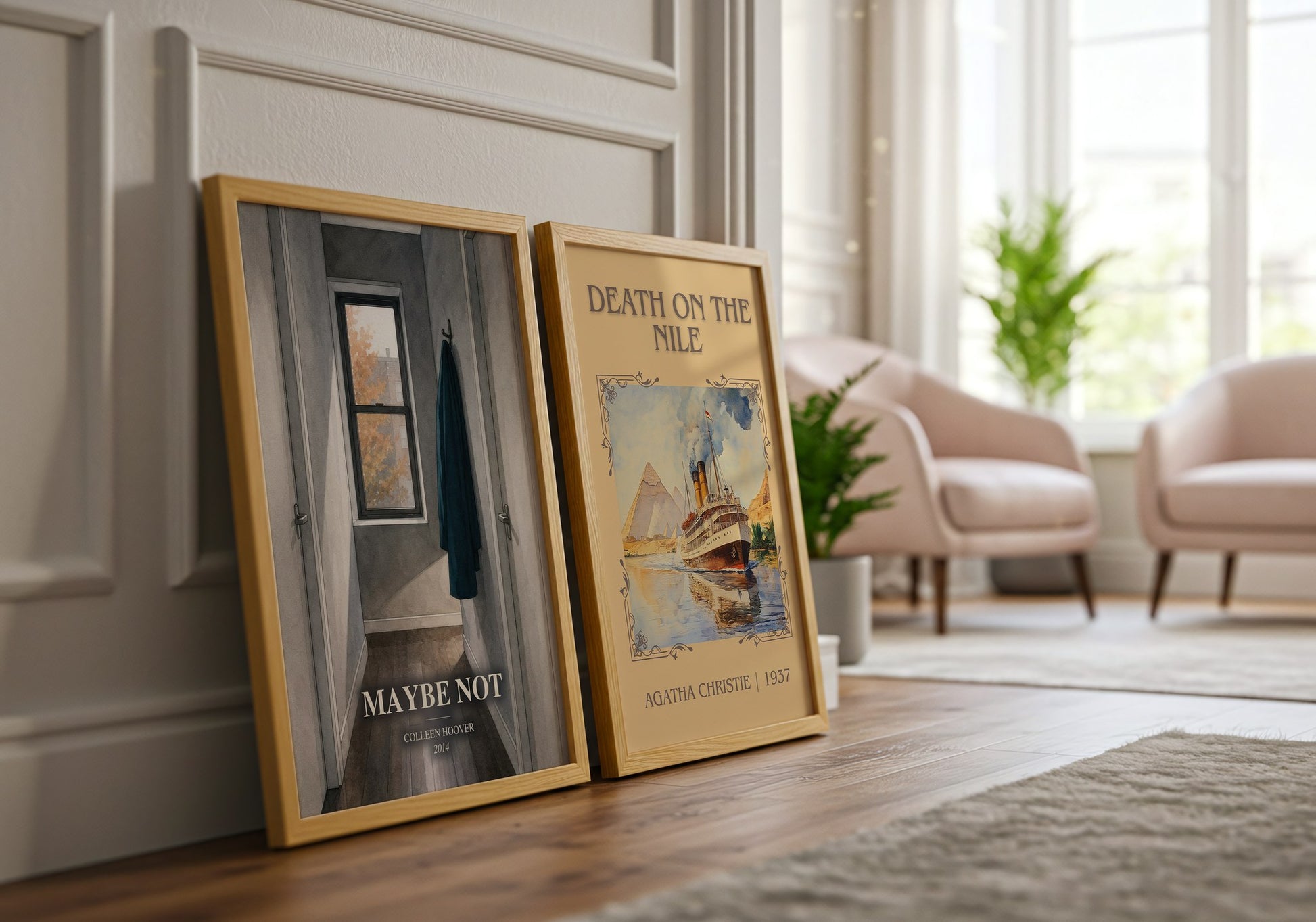 Maybe Not watercolour print framed by window – literary home decor