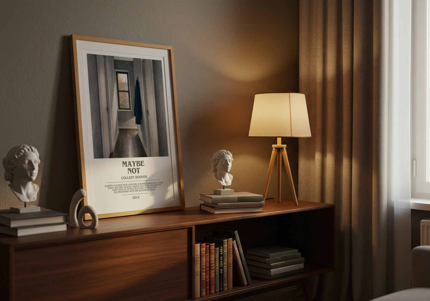 Maybe Not bookish book poster framed on wall – contemporary fiction wall art