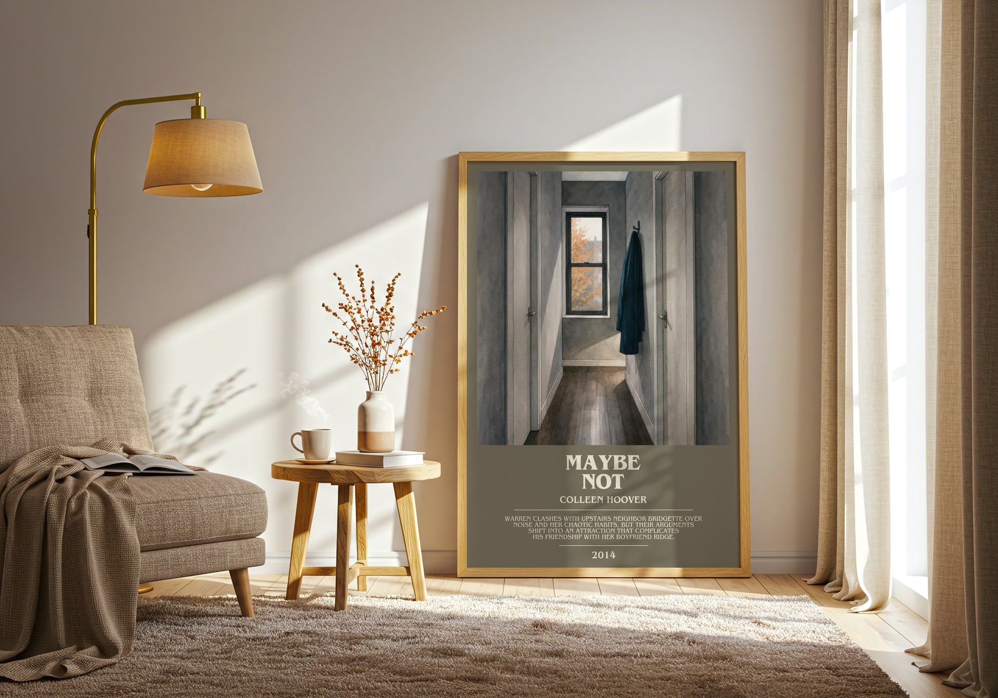 Maybe Not bookish print on bookshelf – Colleen Hoover fan gift