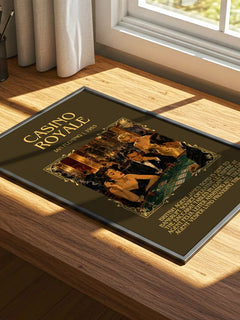 Casino Royale Minimalist Book Poster by Ian Fleming – print on a sunlit desk