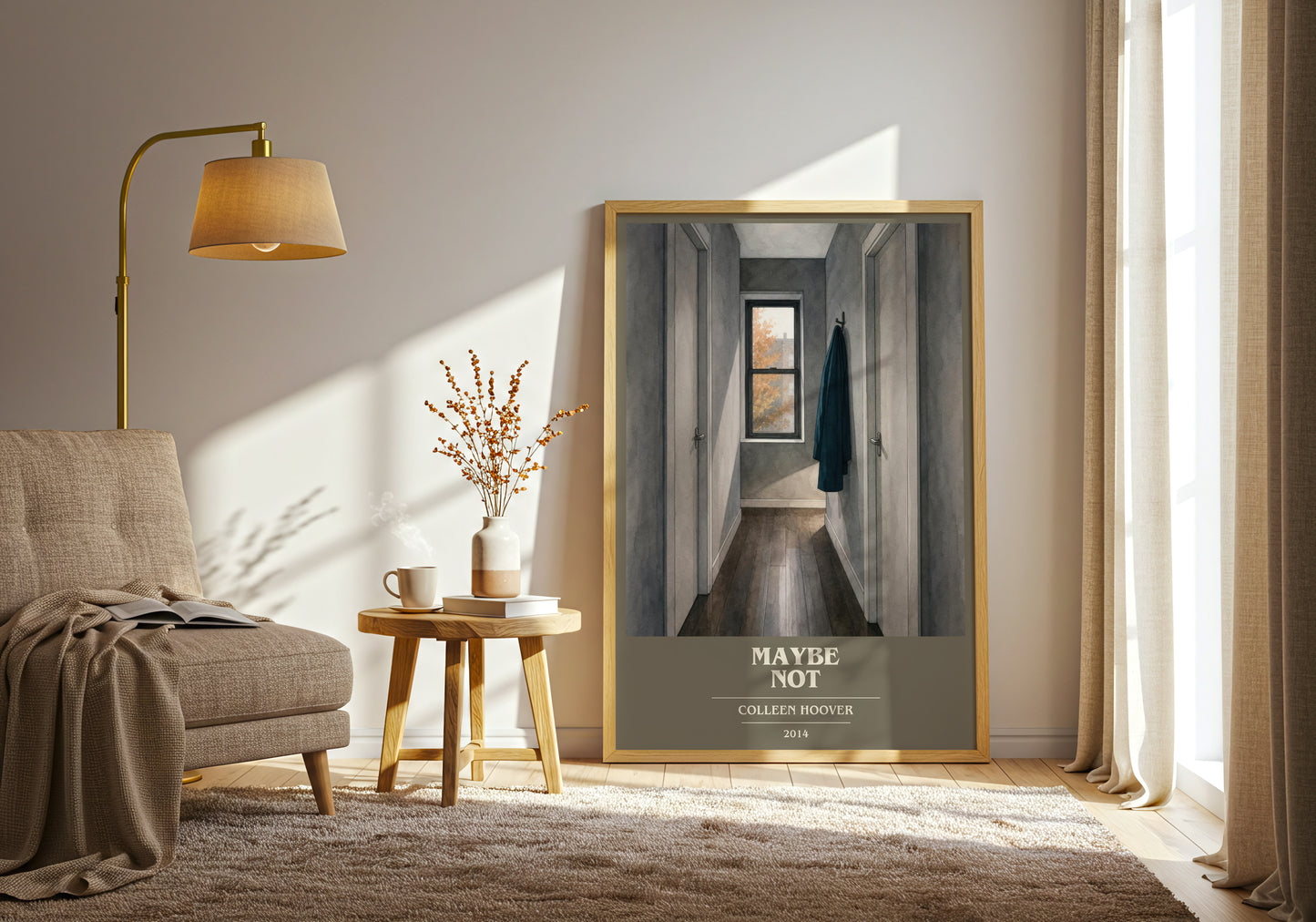 Maybe Not book cover print on bookshelf – Colleen Hoover fan gift
