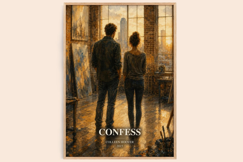 Confess watercolour book poster by Colleen Hoover – framed literary art print