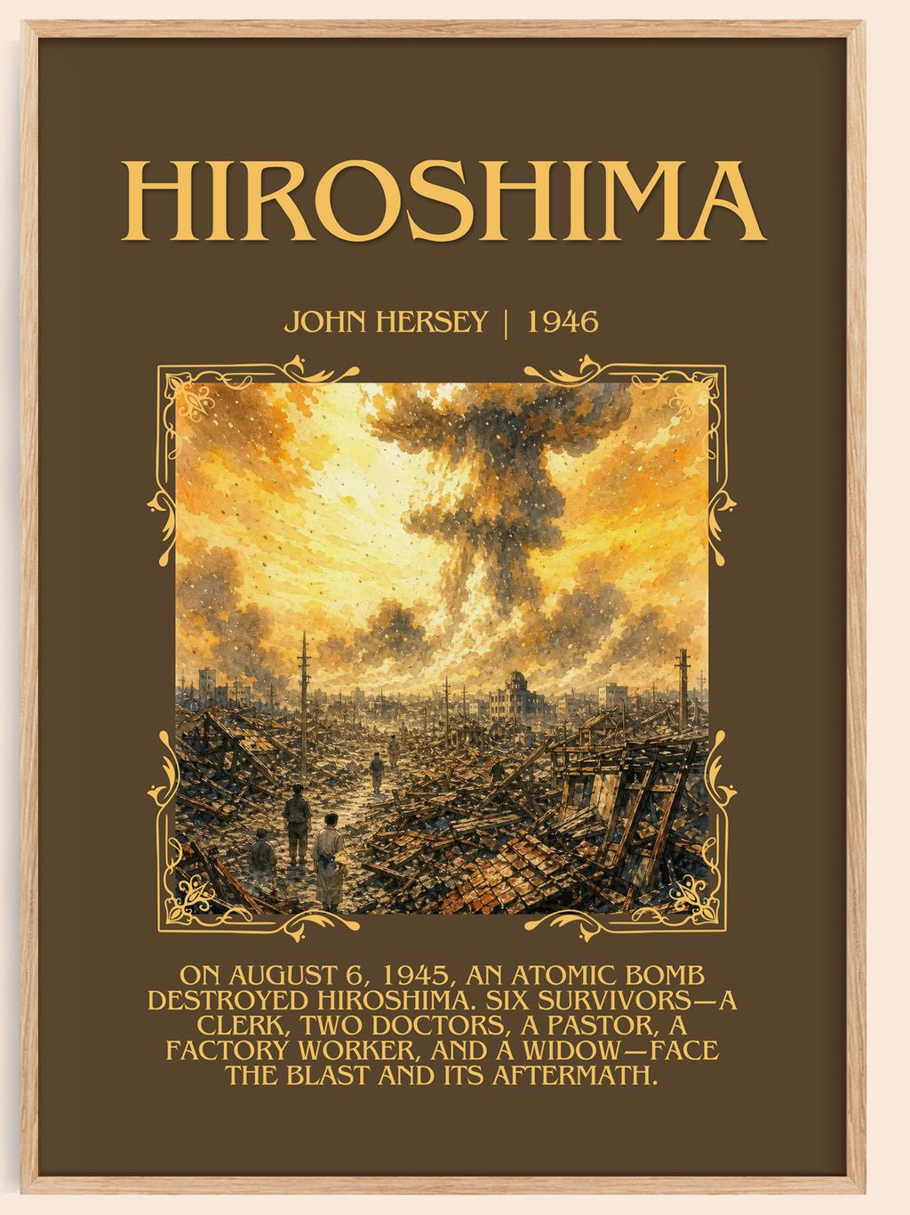 Hiroshima Minimalist Book Poster by John Hersey – book poster