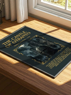 The Castle of Otranto Minimalist Book Poster by Horace Walpole – print on a sunlit desk