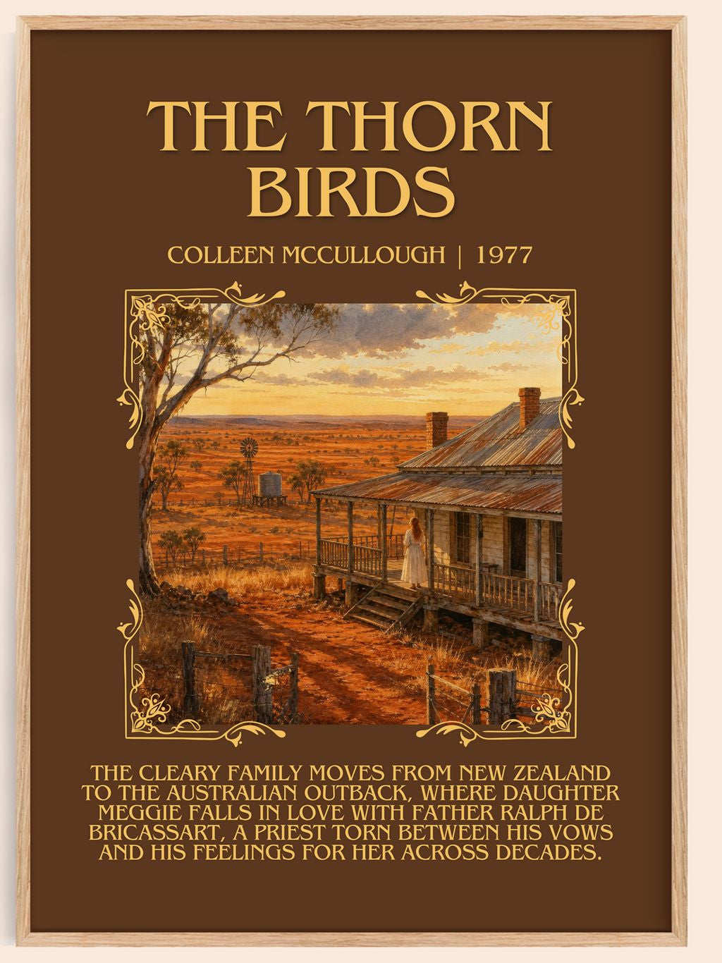 The Thorn Birds Minimalist Book Poster by Colleen McCullough – book poster