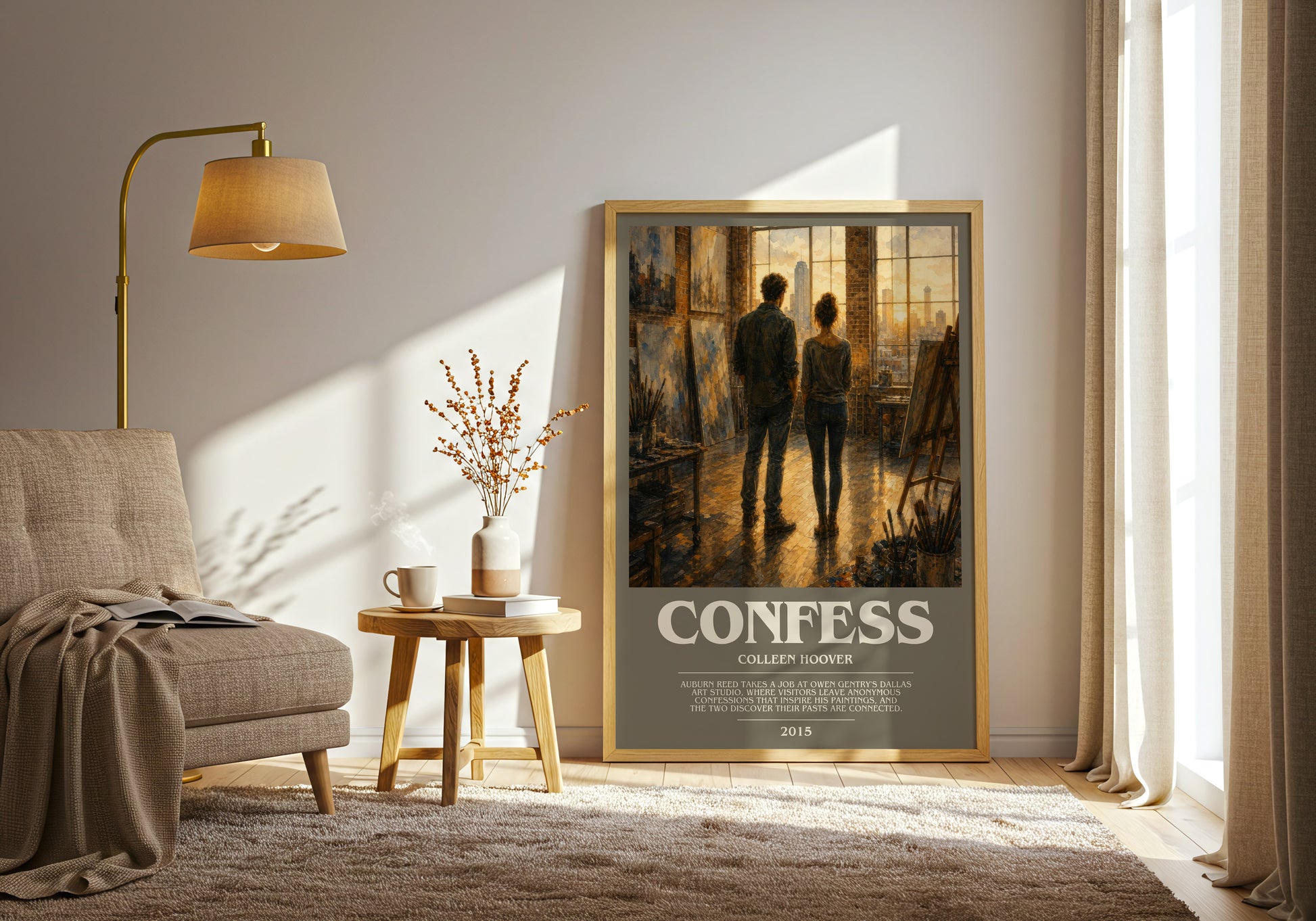 Confess bookish print on bookshelf – Colleen Hoover fan gift