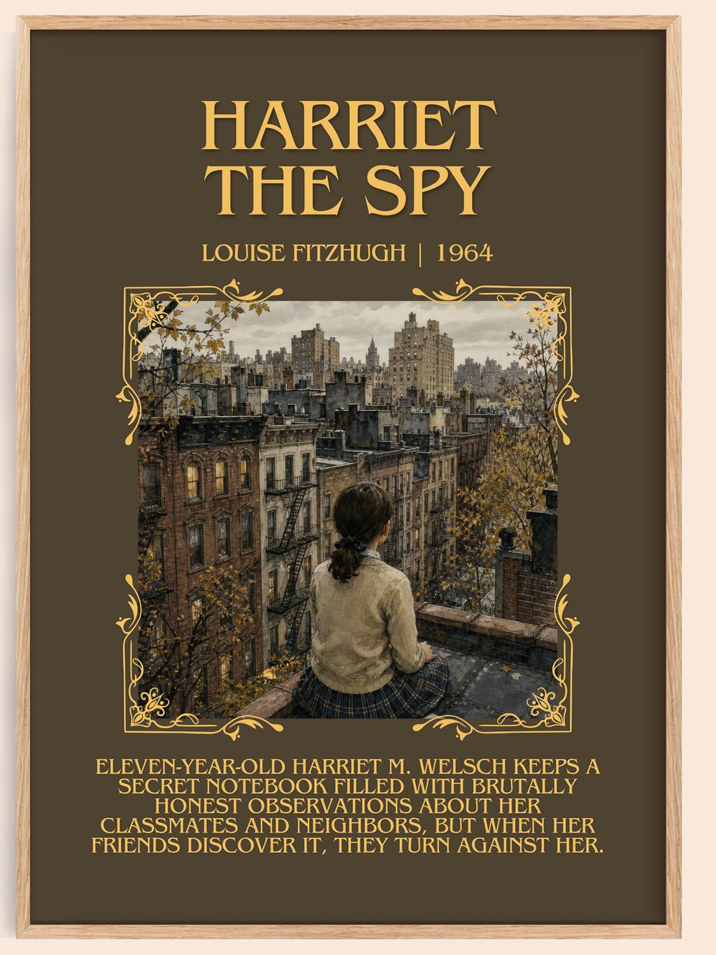 Harriet the Spy Minimalist Book Poster by Louise Fitzhugh – book poster
