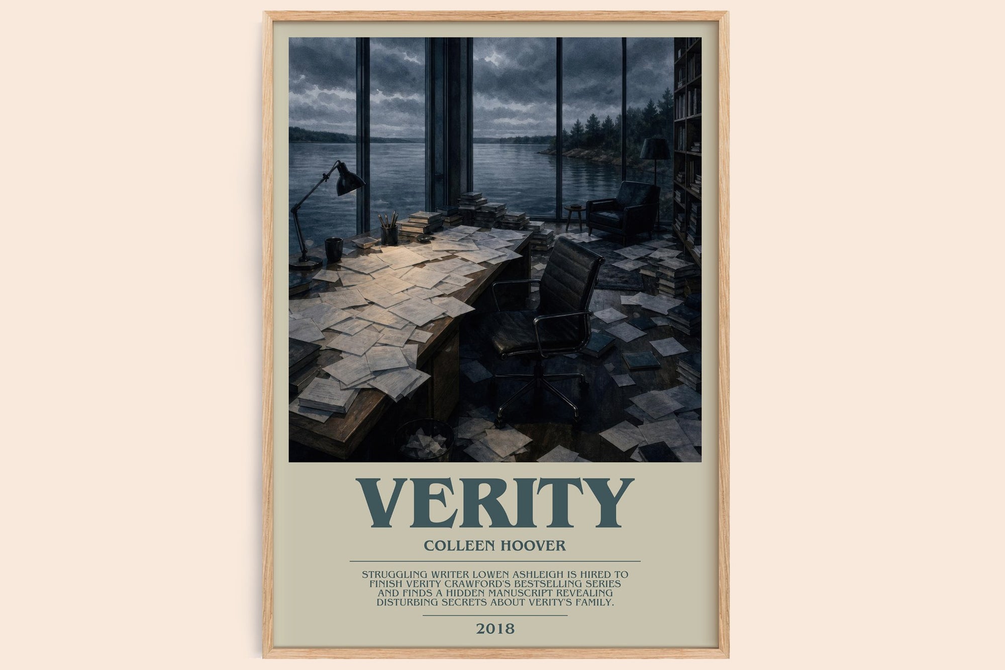 Verity bookish book poster by Colleen Hoover – framed literary art print