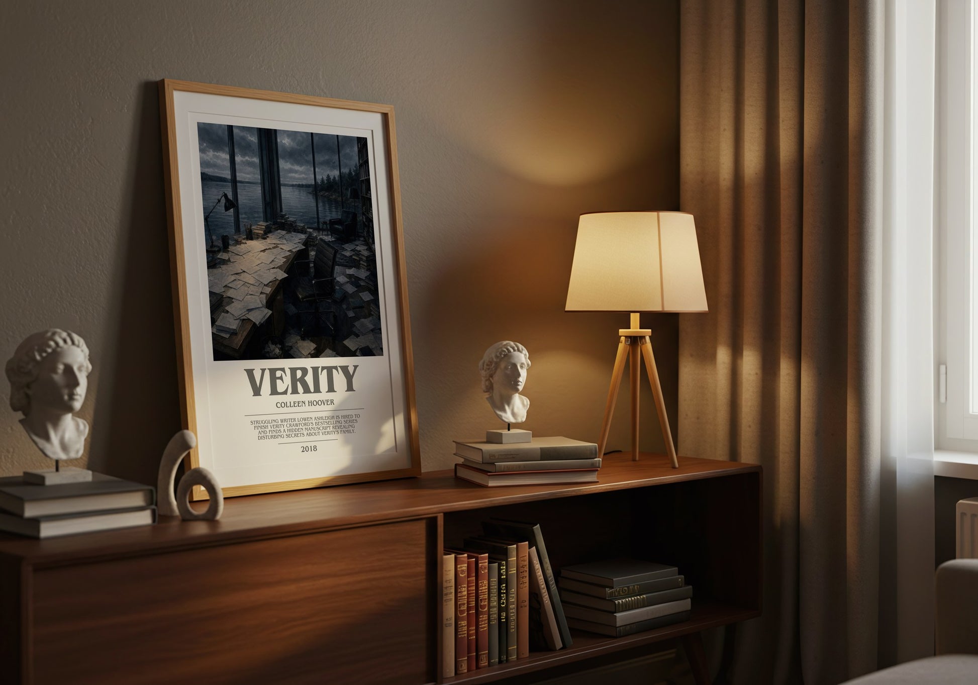 Verity bookish book poster framed on wall – thriller wall art