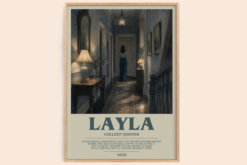 Layla bookish book poster by Colleen Hoover – framed literary art print
