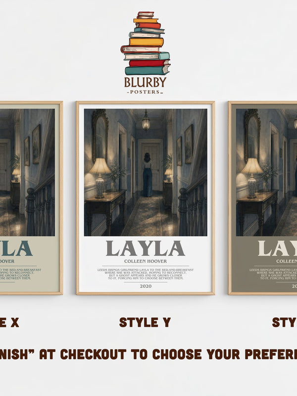 Layla bookish print in frame leaning in hallway – romance wall art