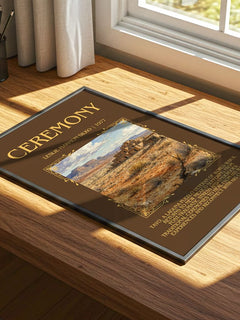 Ceremony Minimalist Book Poster by Leslie Marmon Silko – print on a sunlit desk