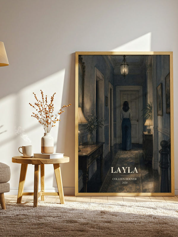 Layla watercolour print in frame leaning in hallway – romance wall art