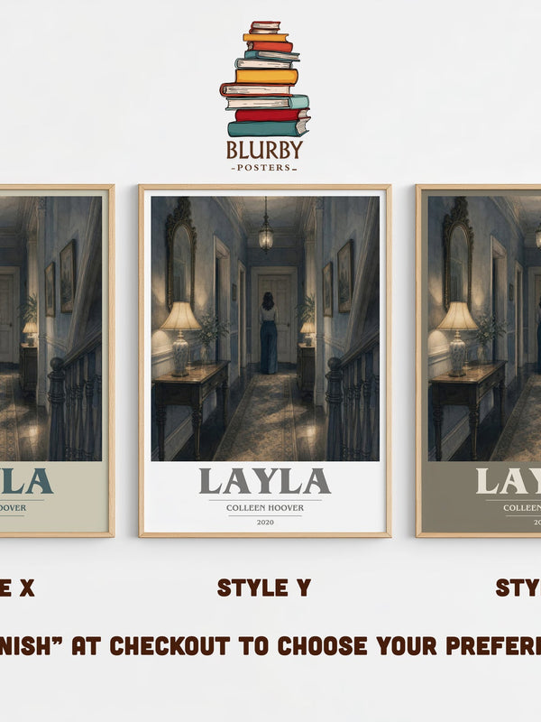 Layla book cover print in frame leaning in hallway – romance wall art