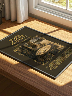 Stories of Ernest Hemingway Minimalist Book Poster by Ernest Hemingway – print on a sunlit desk