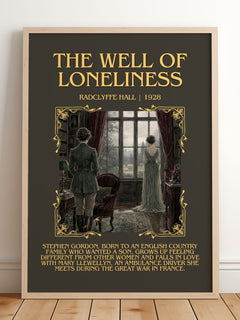 The Well of Loneliness Minimalist Book Poster by Radclyffe Hall – framed print leaning on a wooden floor