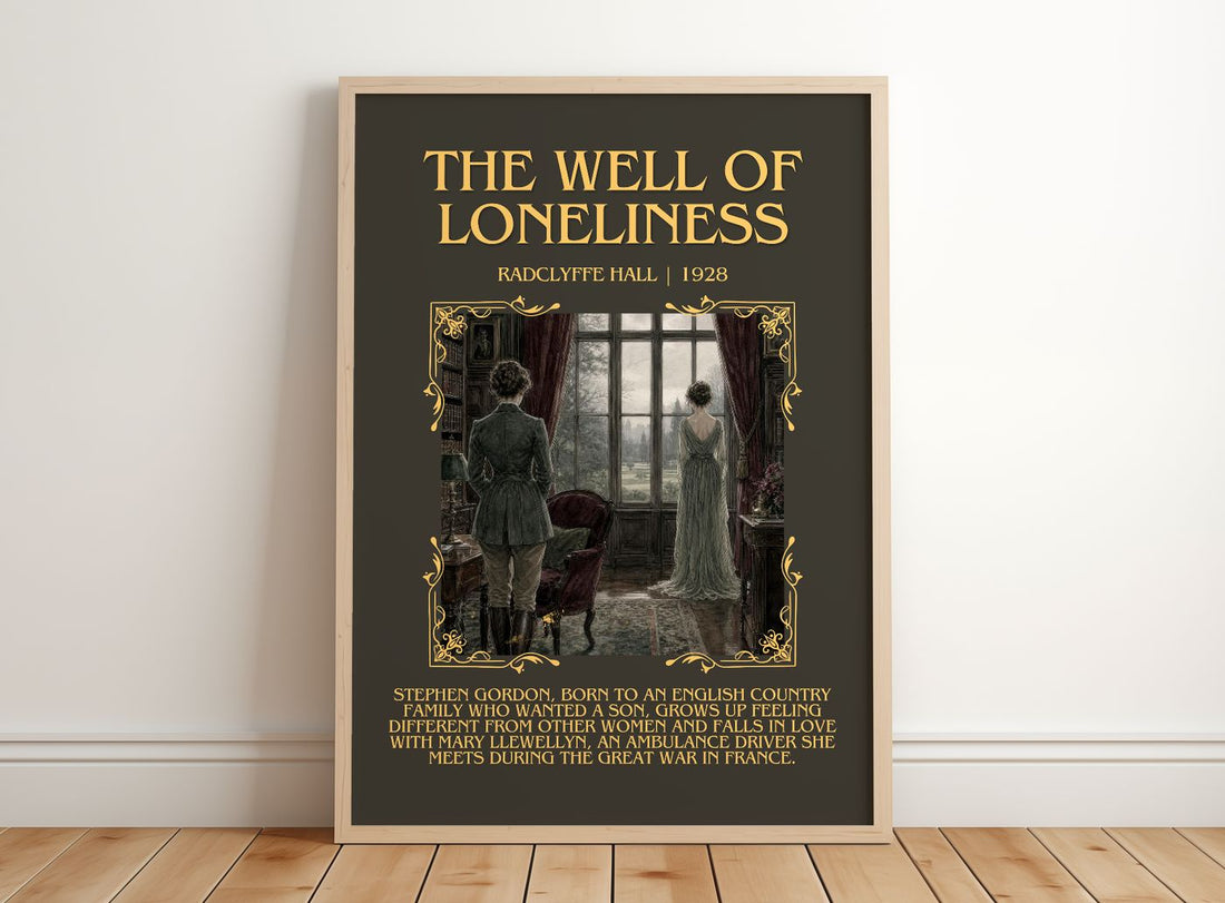 The Well of Loneliness Minimalist Book Poster by Radclyffe Hall – framed print leaning on a wooden floor
