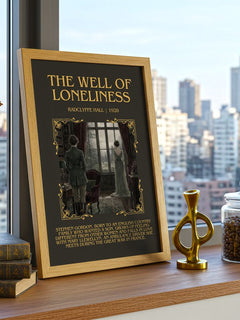 The Well of Loneliness Minimalist Book Poster by Radclyffe Hall – framed print on a city-view windowsill