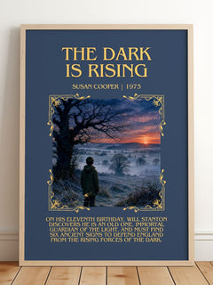 The Dark Is Rising Minimalist Book Poster by Susan Cooper – framed print leaning on a wooden floor