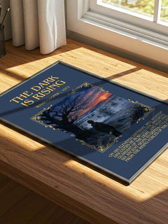 The Dark Is Rising Minimalist Book Poster by Susan Cooper – print on a sunlit desk