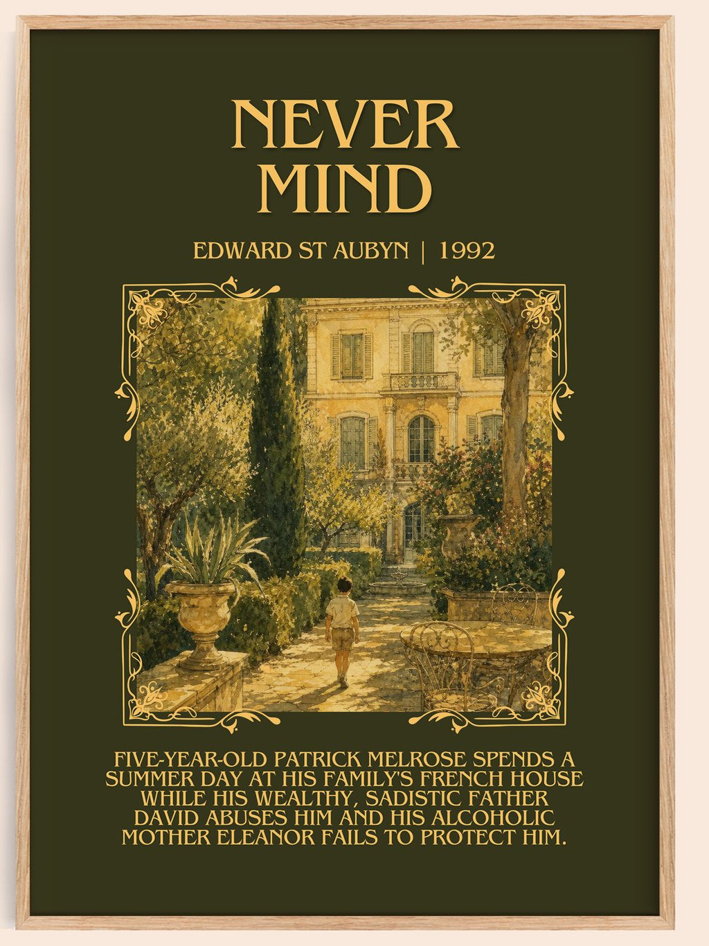 Never Mind Minimalist Book Poster by Edward St Aubyn – book poster