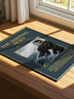 The Shipping News Minimalist Book Poster by Annie Proulx – print on a sunlit desk