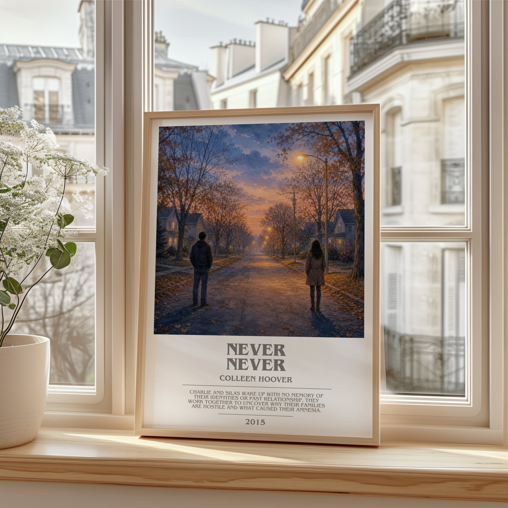 Never Never bookish poster colour and style options – Colleen Hoover book art