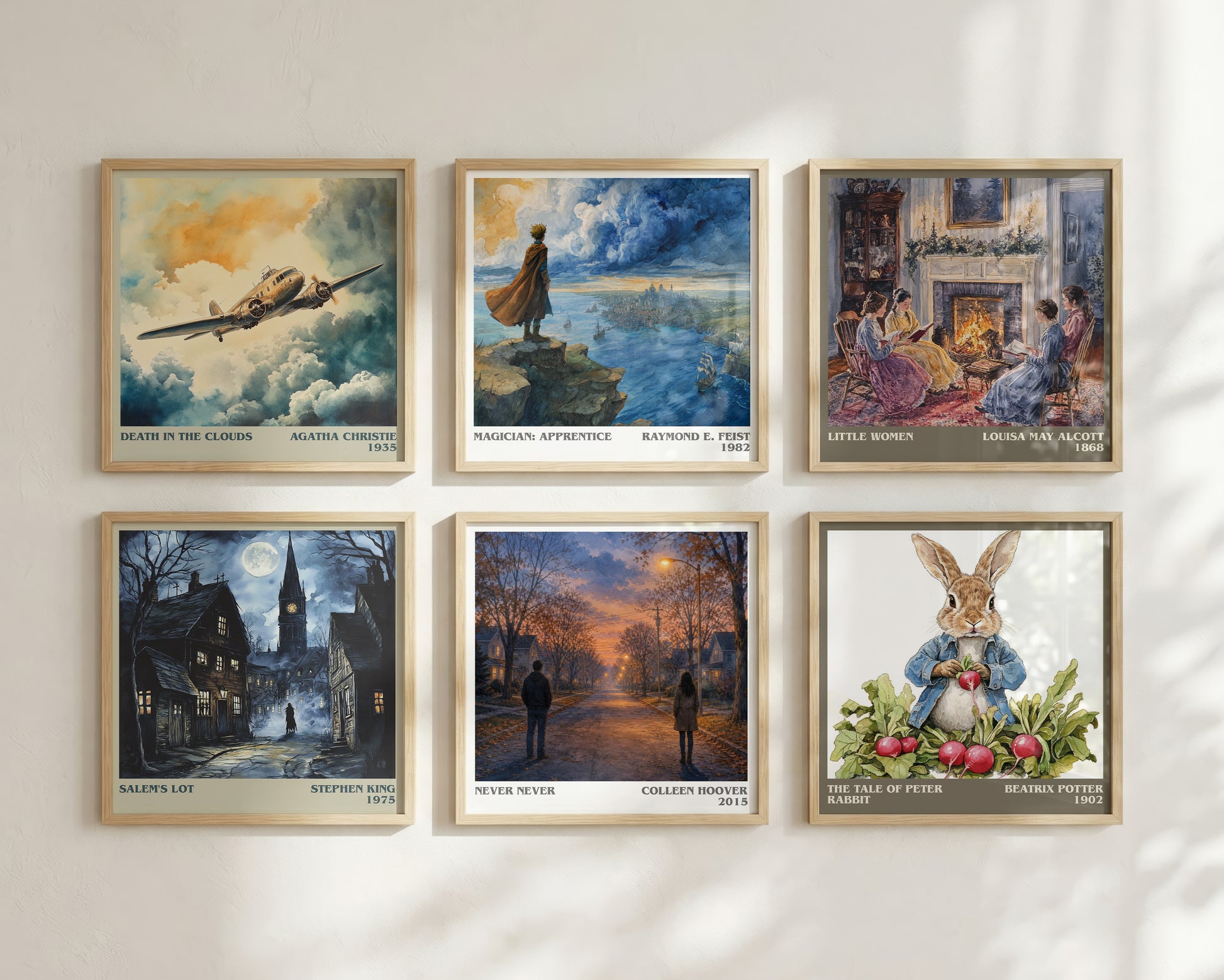 Never Never literary print framed by window – literary home decor
