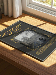 The Children of Men Minimalist Book Poster by P. D. James – print on a sunlit desk
