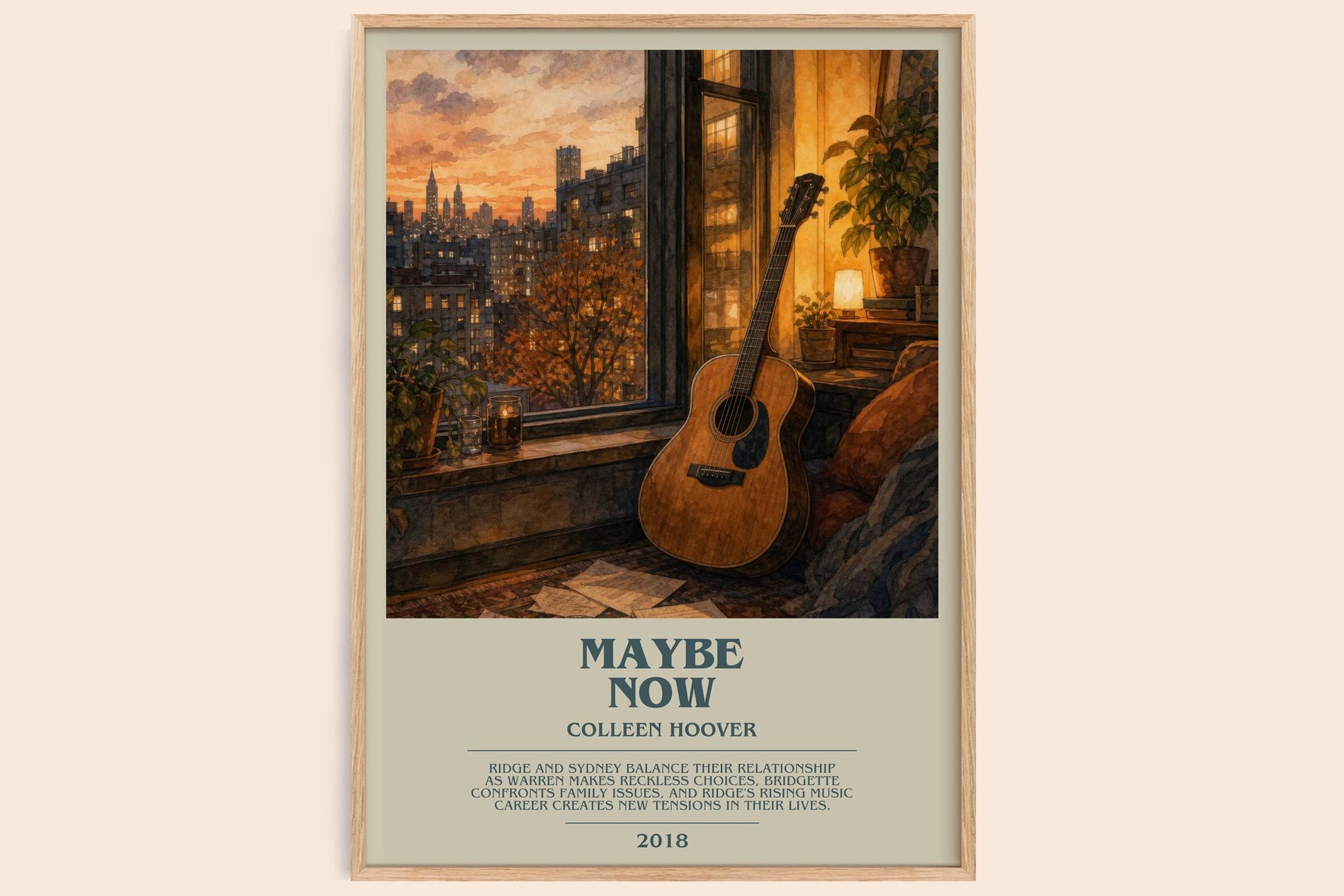 Maybe Now bookish book poster by Colleen Hoover – framed literary art print